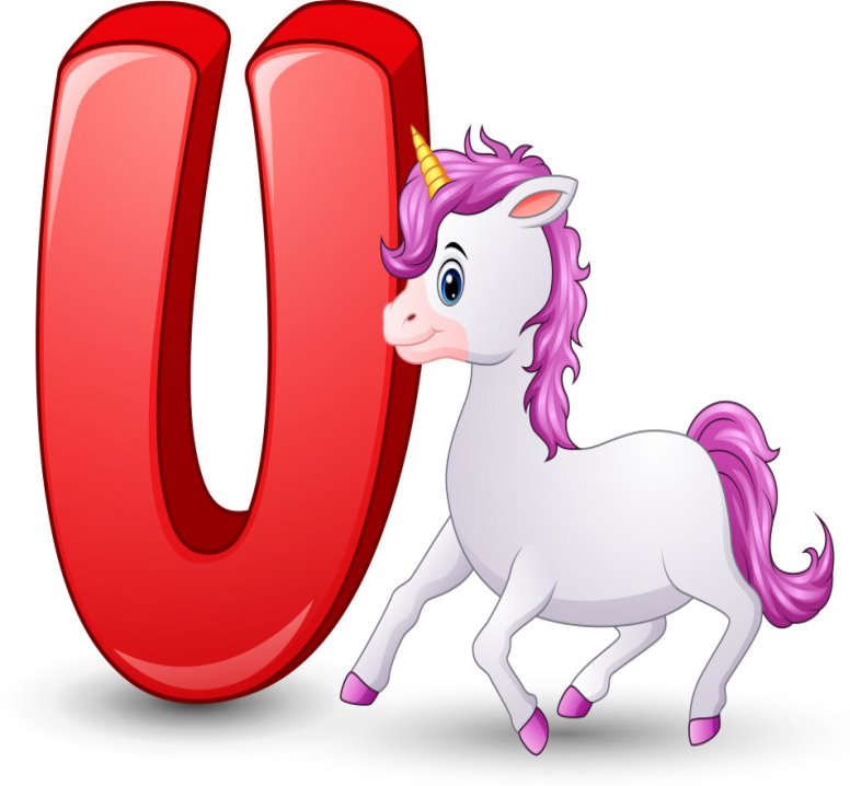 Letter u is for unicorn cartoon alphabet Vector Image